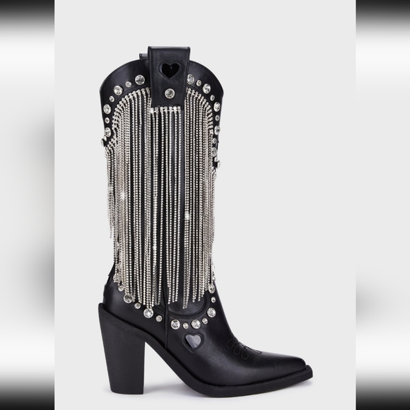 Black rhinestone drip cowboy boots - Picture 4 of 4